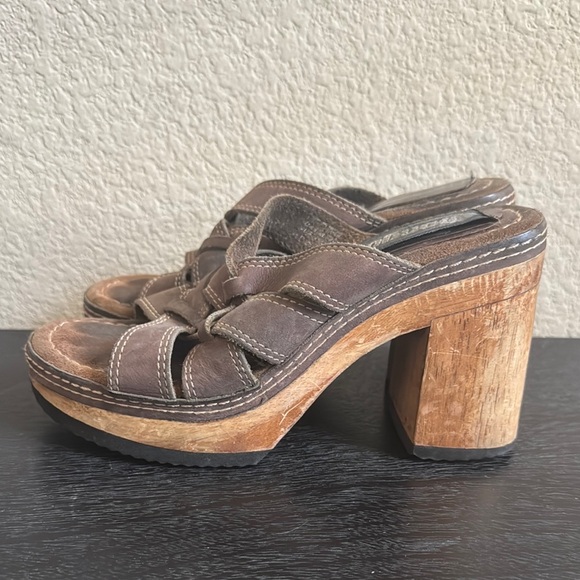 Bongo ChunkyVintage Leather Sandals Size Heels‎ Y2K Size 7.5 - Picture 1 of 6